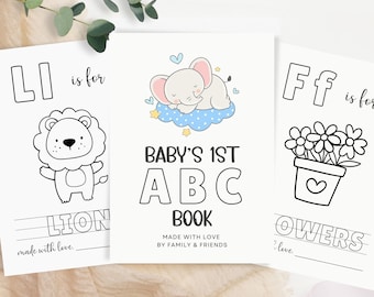 Babys First Abc Book Sign Baby Shower Abc coloring book pages, Baby Shower Abc Book, Baby Shower Guest Book, Abc Alphabet Book Baby Shower