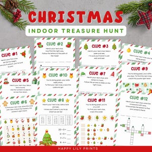 Búsqueda del tesoro navideña para niños mayores, juego navideño de interior, búsqueda del tesoro, actividad navideña para niños, búsqueda del tesoro con la carta de Papá Noel