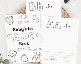 Blank ABC Coloring Book Baby Shower, Baby Shower ABC Book, Babys First ABC Book, Baby Shower Guest Book, Abc Book Baby Shower, Baby Abc Book