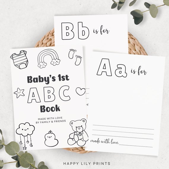 Blank ABC Coloring Book Baby Shower, Baby Shower ABC Book, Babys First ABC Book, Baby Shower Guest Book, Abc Book Baby Shower, Baby Abc Book