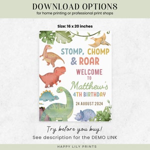 Watercolor Dinosaur Party Decorations - 11 Pcs Dino Baby Shower & Birthday Banner Set