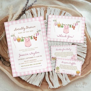 Locally Grown Baby Shower Invite Pink Bundle, Editable Locally Grown Baby, Baby Shower Invite, Girl Baby Shower, Farmers Market Baby BS03