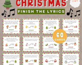 Christmas Song Game Finish The Lyrics, Christmas Carol Game, Christmas Trivia, Finish The Phrase Game, Christmas Carol Finish The Song