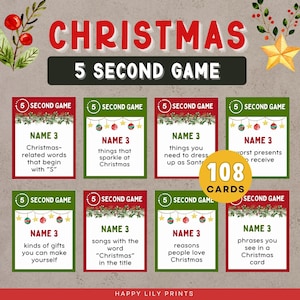 5 Second Christmas Game, Christmas Party Game, Adult Christmas Game, Holiday Party Games, Christmas Trivia, Printable, Christmas Game Kids