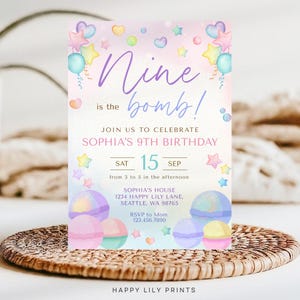 Bath Bomb Birthday Invitation, Spa Birthday, Editable Template Bath Bomb Making Party Invitation, Soap Making Party Invite, Girls Party KB37