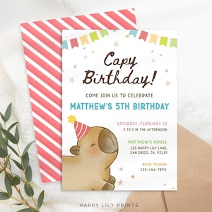 Capybara Birthday Invitation Digital, Capybara Birthday, Capy Birthday Invite, Boys Birthday Invite, Capybara Printable, Capybara Party KB67