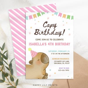 Capybara Birthday Invitation Digital, Capybara Birthday, Capy Birthday Invite, Kids Birthday Invite, Capybara Printable, Capybara Party KB67