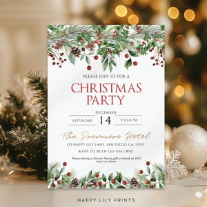 Invito di Natale, modello di invito per la festa di Natale modificabile rosso e verde, invito per la festa di Natale, invito per la festa di Natale CP05