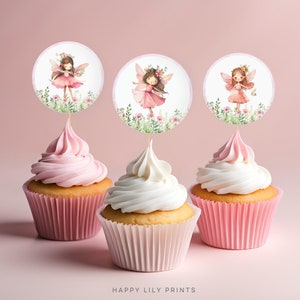 Fairy Cupcake Topper, Fairy Birthday Party Decor, Fairy First Cupcake Topper, Fairy Birthday Party Cupcake Topper, Girls Party KB17