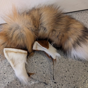 Puede incluir: Una cola de zorro de piel sintética y dos juegos de orejas de zorro a juego en diademas. La cola es una mezcla de marrón, beige y blanco. Las orejas son blancas con puntas marrones. Artículos para cosplay.