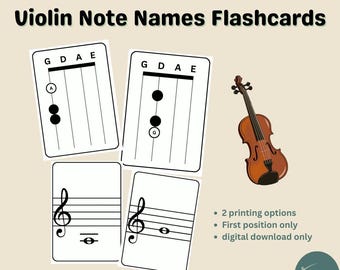 Violin Note Name Flashcards | First Position Finger Placements | Note Reading