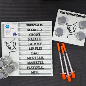 Bandeja para jeringas y viales de Botox de la serie Earth Tone. Organizador de neurotoxinas para inyectores de enfermería de estética médica y spa médico.