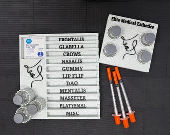 Bandeja para jeringas y viales de Botox de la serie Earth Tone, organizador de neurotoxinas para inyectores de enfermería, para estética médica y spa médico.