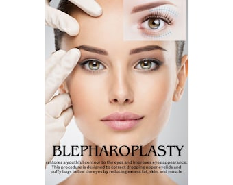 Blepharoplasty (Eyelid Surgery) Rolled Poster, Face Lift Med Spa Poster, Esthetician Wall Art