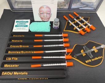 Neurotoxin Injection Tray with Treatment Chart, Botox Dysport Injectables Syringe Holder Tray with Cover for MedSpa Practitioners