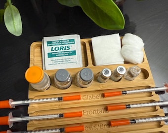 Bamboo Syringe Tray for Botox Application,  Medical Aesthetics Nurse Injector Neurotoxin Vial Holder/Syringe Tray Organizer