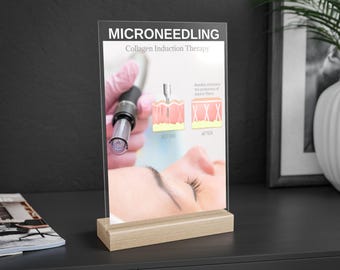 Microneedling Collagen Induction Therapy  Acrylic Sign with Wooden Stand, MedSpa Decor