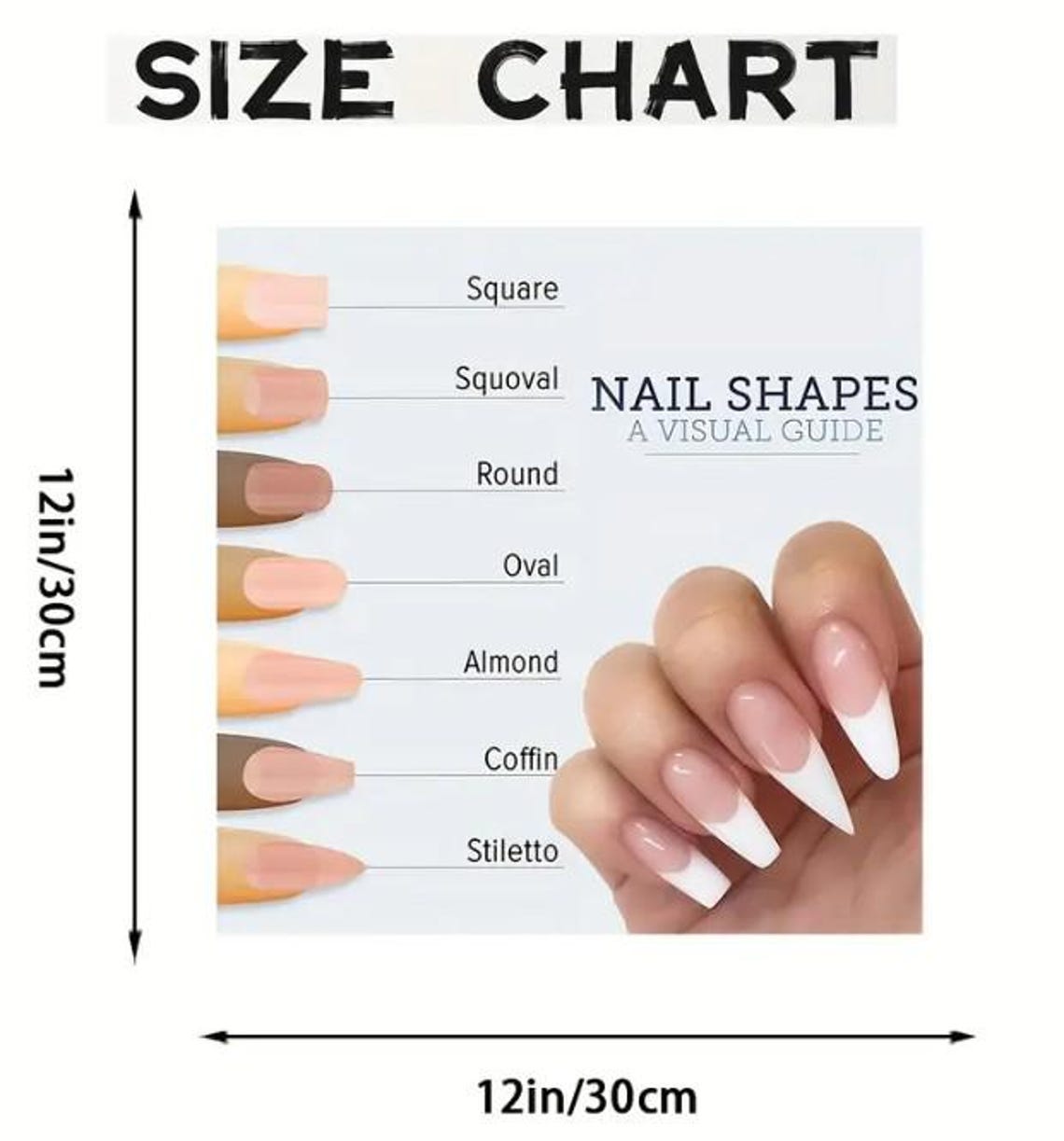 Nail Art Shapes Visual Guide Poster Unframed Canvas Wall Art for Nail ...