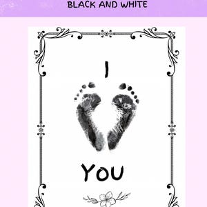 Manualidad con huella de bebé / Regalo sencillo / Te amo / Descarga digital / PDF imprimible / Tamaño carta de EE. UU. / Blanco y negro