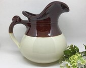 Two-Tone McCoy FarmHouse Milk Jug, Vintage Brown and Tan Pitcher, Farm Kitchen Table Serveware