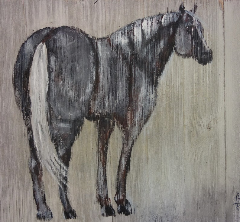 Horse Painting On Rustic Wood Horse Art Horse Decor Etsy