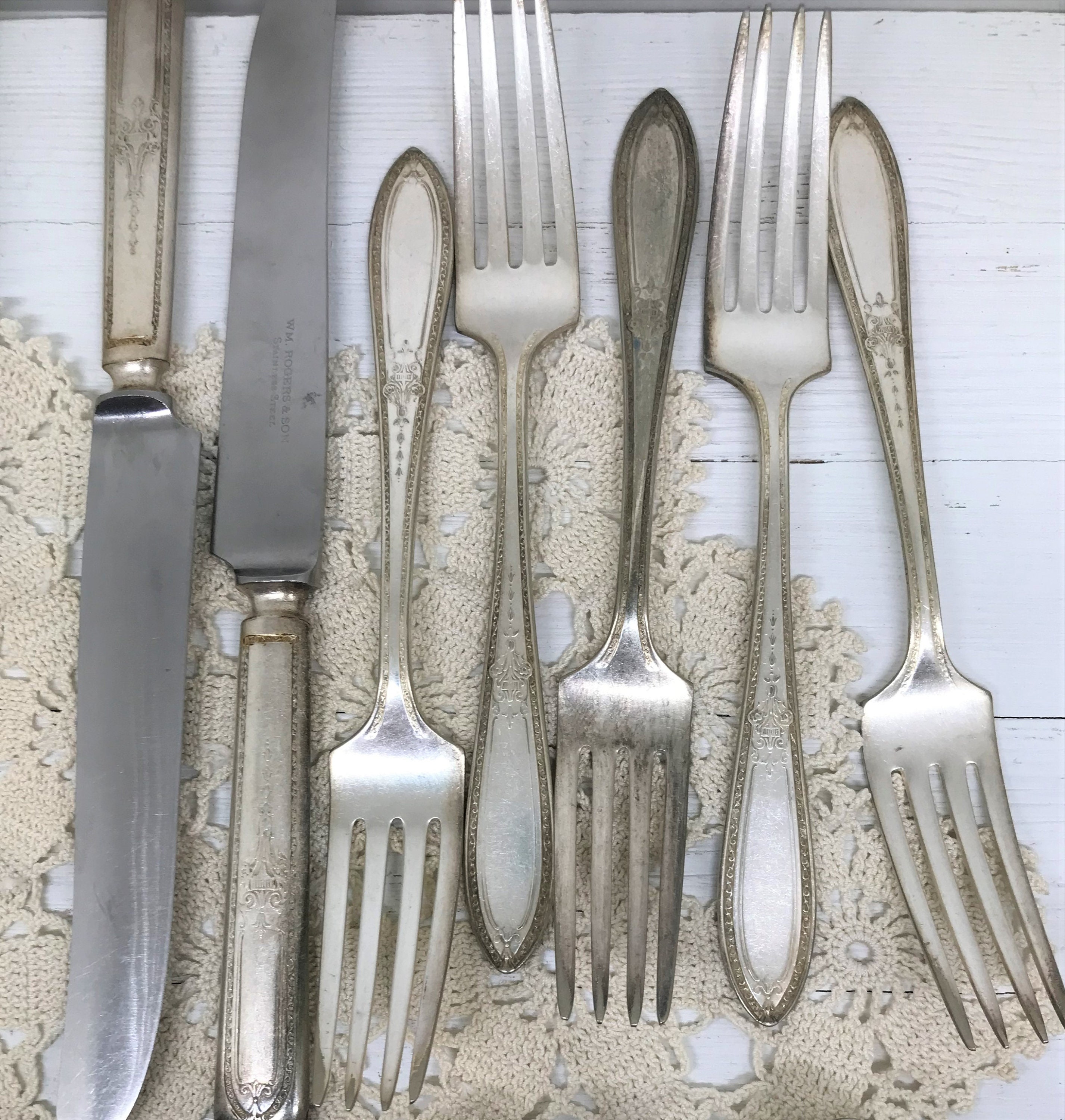 Antique Silver Plated Flatware Set: 1925 Rodgers & Son AA Triumph