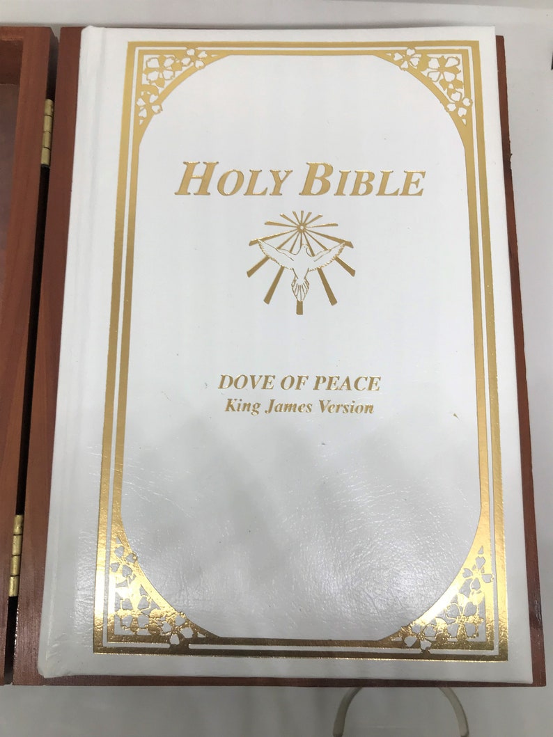 Cedar Wood Bible Box With Bible Remembrance Memorial White Etsy