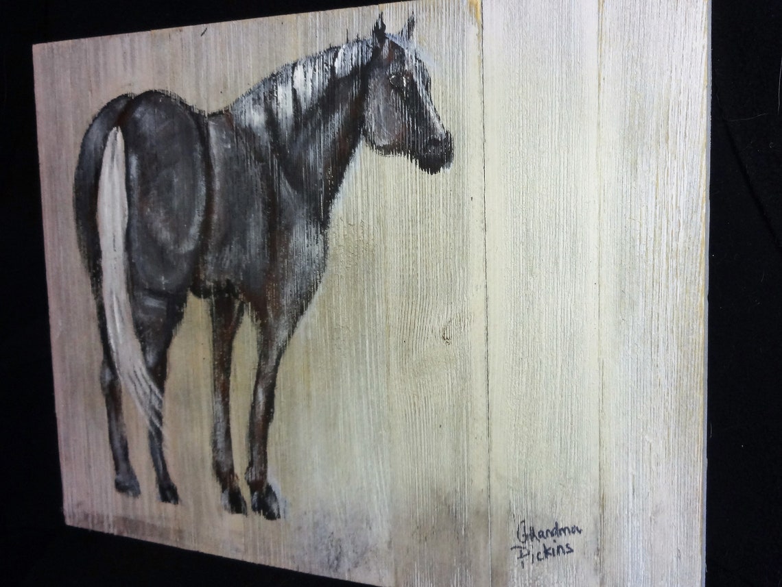 Horse Painting On Rustic Wood Horse Art Horse Decor Etsy