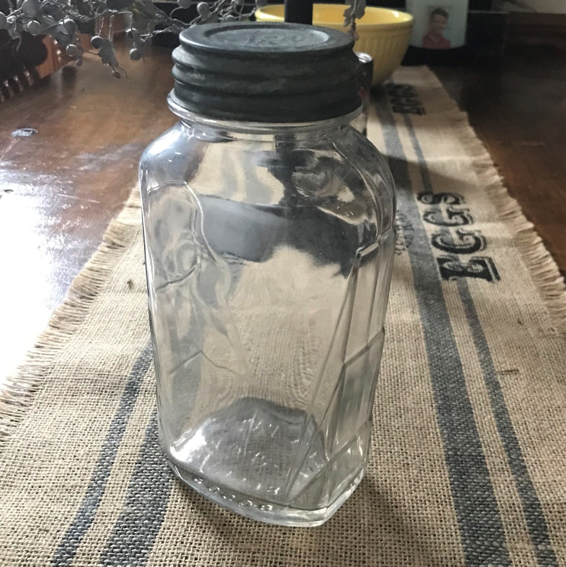 Vintage Oval Glass Jar Rare D86565 With Zinc Lid for Ball Etsy