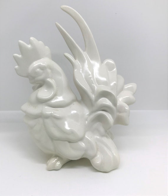 Vintage White Chicken Figurine Statue Chicken