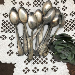 Antique Silver Plated Dinner Spoon, Sheffield Veribest Roosevelt 1924 Spoon, Primitive Farmhouse Kitchen Utensils Decor