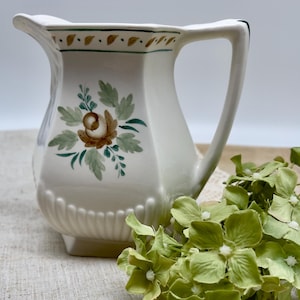 Antique Small Victorian Ironstone Pitcher, Johnson Bros White Pitcher, Farmhouse Pitcher, Made in England