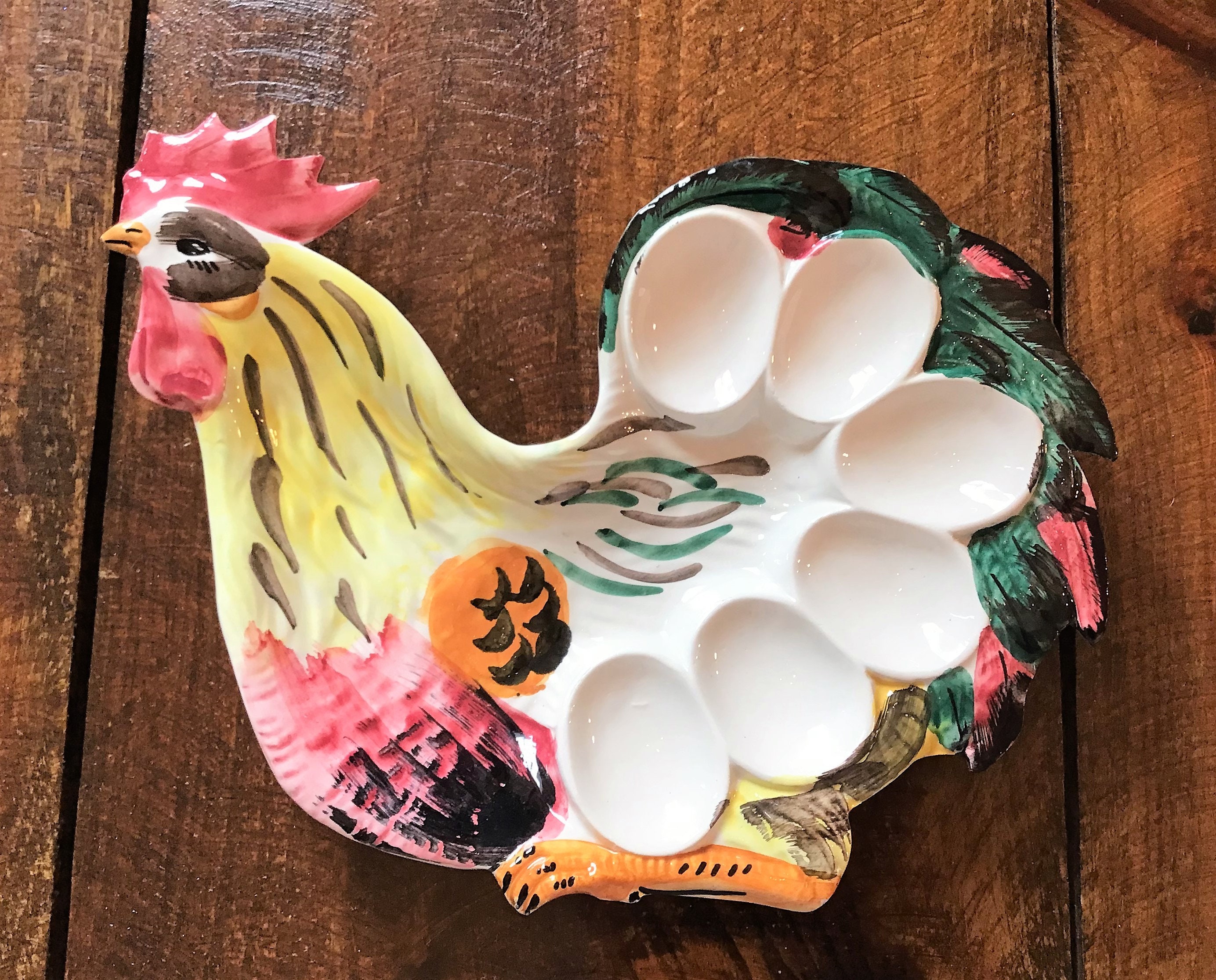 Vintage Deviled Egg Tray Platter Chicken Rooster Egg Holder Etsy