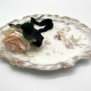 Antique Beautiful Tray Platter Plate, Floral Dishware