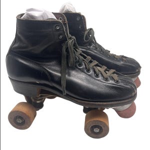 Patins à Roulettes Vintage Hyde Chicago No. 87 – Cuir Noir – Taille 7
