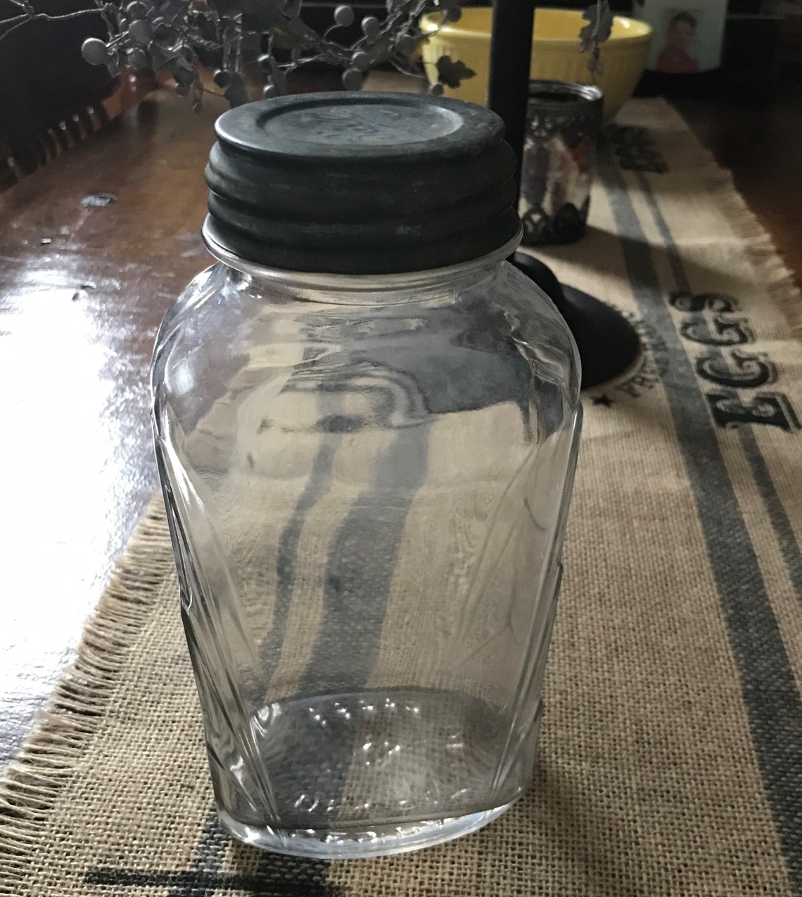 Vintage Oval Glass Jar Rare D86565 With Zinc Lid for Ball Etsy