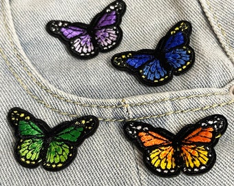 Small Butterfly Broidered Patch,Colorful Butterfly Applique Patch,Insect Bug Badge Iron-On Patch,Sew on Patches,Sew-on Applique for Jeans