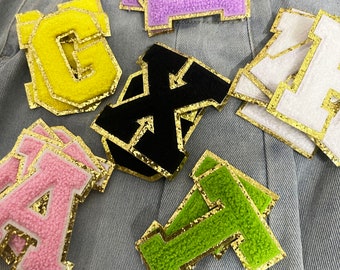 Multicolor Letter Gold Glitter Patch,Embroidered Letter Applique Patch,Sew on Patches,Sew-on Cool Hat Iron-on Patch,Diy Patch Your Clothing