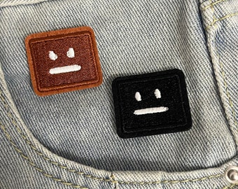 Square Neutral Face Patch,Square Embroidered Applique Patch,Iron-On Patch,Sew on Patches,Sew-on Cool Backpack Iron-on Patches,Cute Patch Set