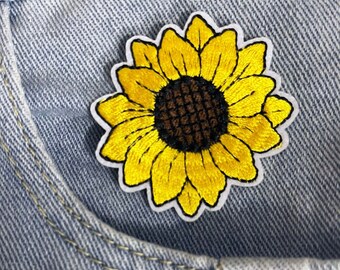 Sunflower Embroidery Patch,Flower Patch,Embroidered Floral Plant Patch, Patches for Aprons Sweaters Jean Hat,Sew on Patch,Floral Badge