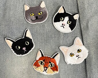 Cat Kitten Iron On Patch,Embroidered Cat Applique Patch,Sew on Patches,Sew-on Cool Backpack Iron-on Patches,Cat Lover Gift, Cat Gift for Her