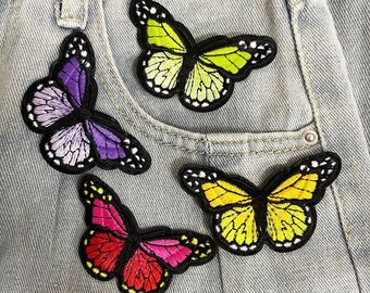 Butterfly Full Embroidered Patch,Colorful Butterfly Applique Patch,Insect Bug Badge Iron-On Patch,Sew on Patches,Sew-on Applique for Jeans