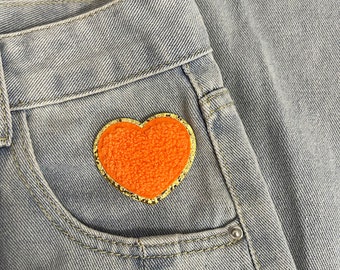 Heart Chenille Self-Adhesive Iron-On Patch,Colorful Heart Chenille Glitter Patch ,Heart Patches,Sew on Patches,Sew-on Applique for Jeans