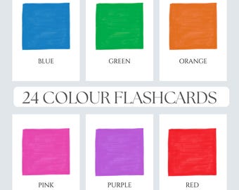 24 Colour Cards  |  Montessori flashcards, Pre-School Cards, Educational Printable Cards, Instant Download