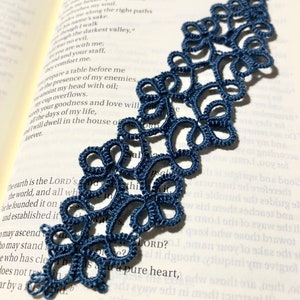 Tatted Bookmark handmade blue
