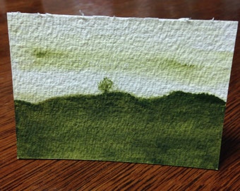 Green Isolation 1 - Original Watercolor ACEO