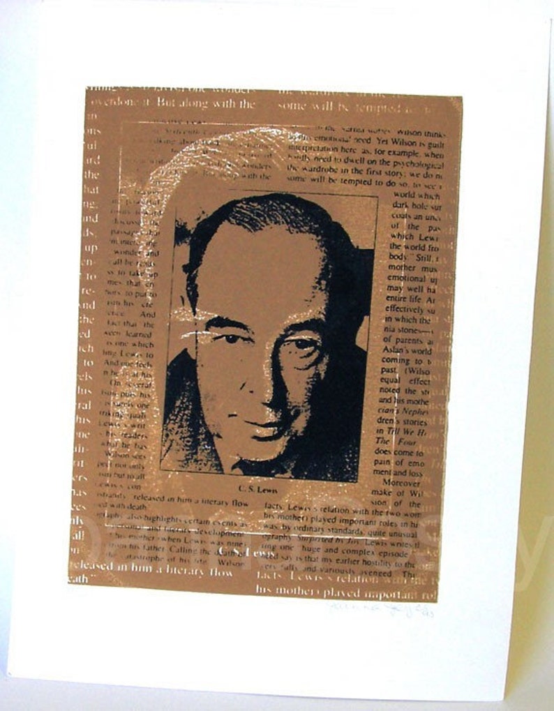 C.S. Lewis Serigraphy Print screenprint original image 3