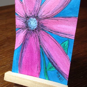 ACEO Art flower - Original Watercolor and Pen and Ink floral