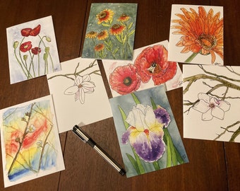 Floral Notecards set of 8 watercolor prints