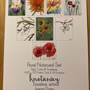 Flower Notecards Set of 8 Watercolor Prints - Etsy